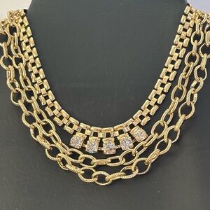 Elegant Gold 3-strand Chain Necklace